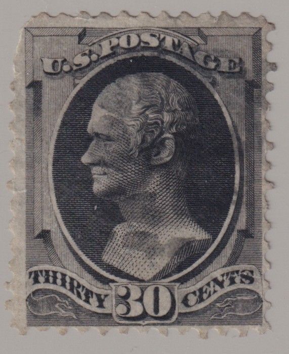 1873 US 30c Gray Black Hamilton Continental Scott #165 Used Faults
