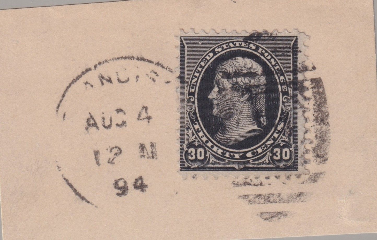 1890 US 30c Black Jefferson Scott #228 Used on Cover Piece