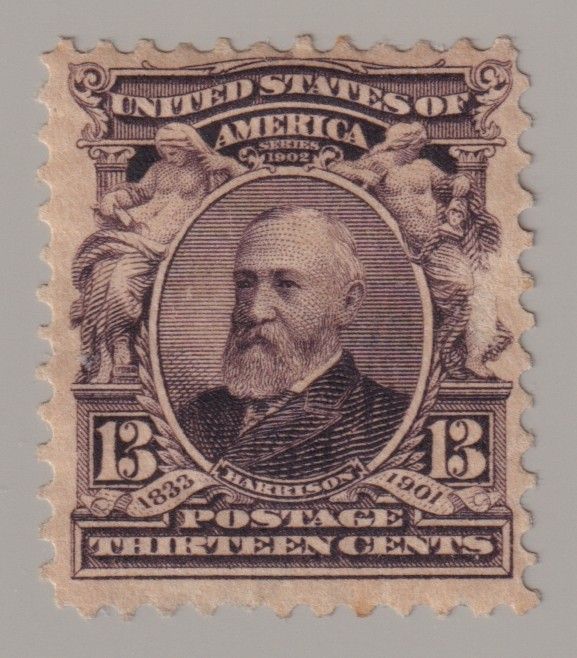 1902 US 13c Purple Black Harrison Scott #308 Mint Hinged
