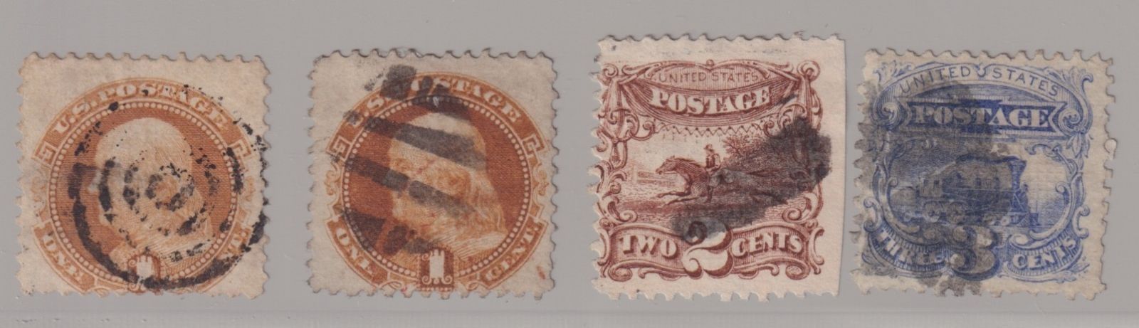 1869 US Pictorial Issue Group 1c (x2), 2c, 3c Scott #112-114 Used