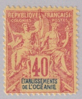 1900 French Oceania 40c Navigation & Commerce Scott #15 Mint