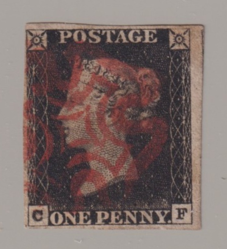 1840 GB 1d Penny Black Queen Victoria Scott #1 Used Red Maltese Cross